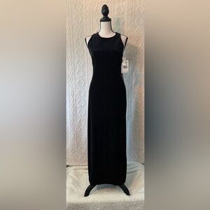 Vintage Black Velvet Dress with Silver Dots
